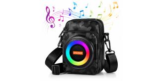 10pcs-Portable Bluetooth Speaker Crossbody Bag with RGB Lights, Power Bank, FM Radio & USB/TF Player Waterproof Outdoor Travel Shoulder Bag|GCBT052|UK