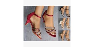Wholesale Job Lot Womens Studded Patent Heels Satin Rhinestone Wedges Sandals Mix