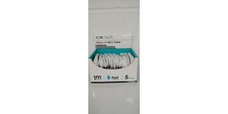 200 x 1 Metre Lightning to C  charging Cables (20 per box) (200 cables in total)