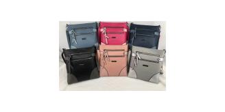Mix 35 pcs Various Colours -Soft PU Leather Flat Two-toned Pewter Hardware Cross Body Bag