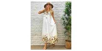 Mix 40 pcs- Italian One Size Premium Cotton Leopard Print Long Dress 
