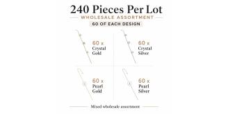 240x Ear Wrap Crawler Earrings Wholesale Job Lot - 60 Each of 4 Designs Gold Silver