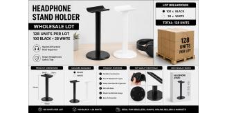 128x Headphone Stand Holders Wholesale Job Lot - 100 Black 28 White Boxed