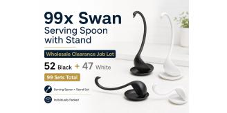 99x Swan Serving Spoons with Stands Wholesale Clearance Job Lot Black White