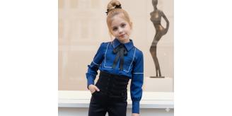 Girls Vintage Cotton Blouse Bow Long Sleeve Shirt Kids School Top 4-12Y