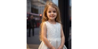 Girls Beige cream Lace Dress, Vintage Toddler Party Outfit (Ages 2-7)