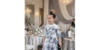Girls Floral Off Shoulder Party Dress Elegant Vintage Print Outfit for Ages 1-7 Years
