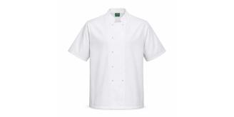 Arrivatex White Short Sleeve Chef Jacket Mesh Back Catering Workwear | Medium