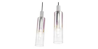 82 x Ruben 6 Light Bar Pendant Satin Silver and Iridised Glass						 						