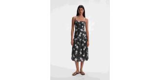 Viscose-Silk Roses Print Midi Dress — Brand New With Tags