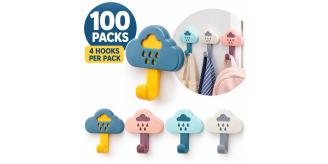 100 Packs of 4 Cloud Wall Hooks for Kids’ Rooms