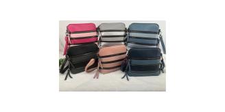 Mix 40pcs -Soft Pu Two-Toned Multi-Zippers Crossbody 9135