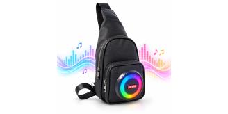 10pc Portable Bluetooth Speaker Crossbody Sling Bag with RGB Lights, Power Bank, FM Radio & USB/TF Player|GCBT058