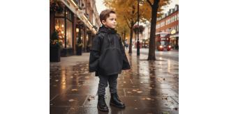 Kids Black Poncho Coat Cape Jacket Lightweight Windproof 3-5 Years Comfortable
