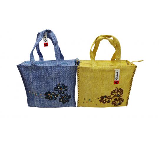 Wholesale Joblot Of 10 Ladies Woven Shopper Bags With Hibiscus Print