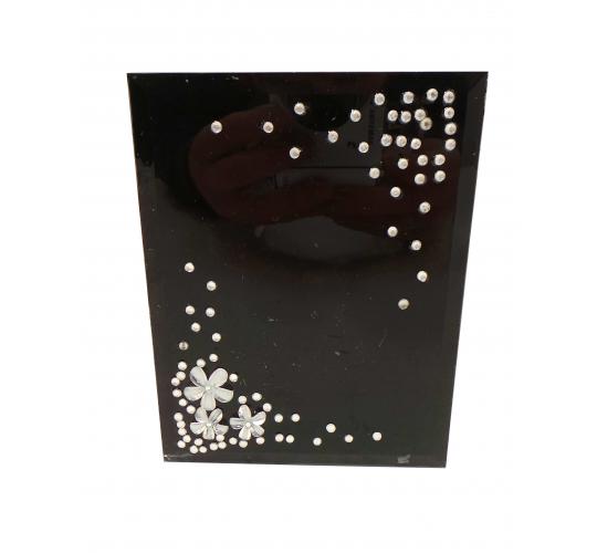 Wholesale Joblot of 20 Black Flower Trinket Boxes With a Sequin Design 10123