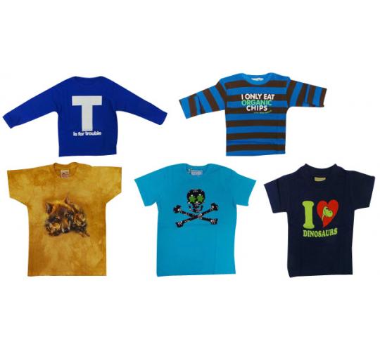 Joblot of 20 Mixed Slogan/Print Kids T-Shirts Aged 1-5 Boys & Girls