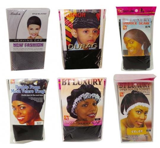 Wholesale Joblot of 100 Mixed Hair Covers Wraps Durags Caps Etc