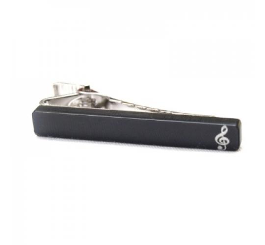 Black Acrylic Music Note Pattern tie clip
