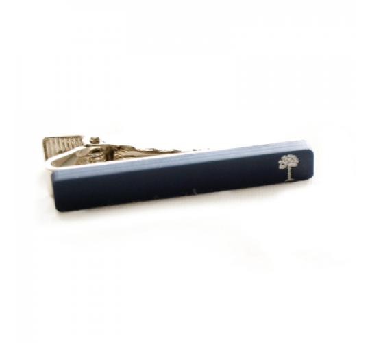 Navy Acrylic Palm Tree Pattern tie clip