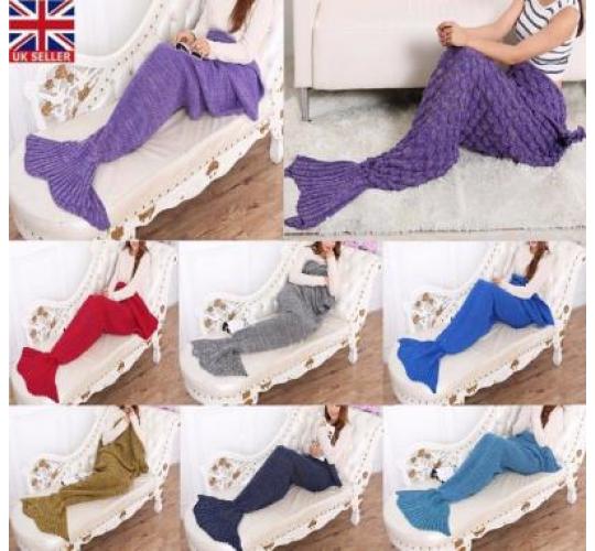 Mermaid Tail Blanket Crocheted Cocoon Sofa Beach Quilt Rug Knit Lapghan Christmas Gift winter warm