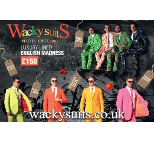 MEN'S SUITS - Superb Quality - 100% Cotton Lined Tailored Superior Wacky Suits Medium Large and X Large