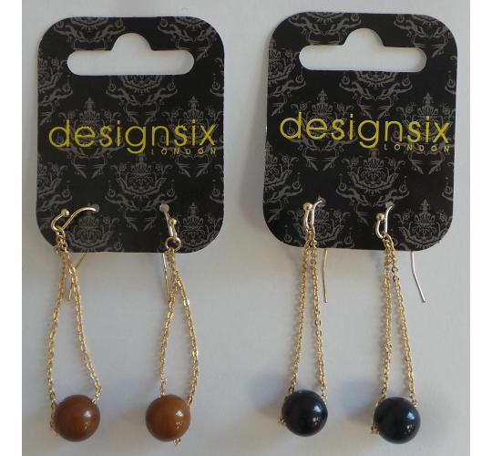 Wholesale Joblot of 20 DesignSix Savage Earrings Gold Natural/Navy 1669