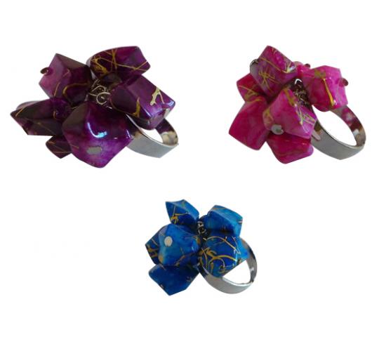 Wholesale Joblot of 100 Ladies Resin Stone Cluster Rings Blue, Pink & Purple