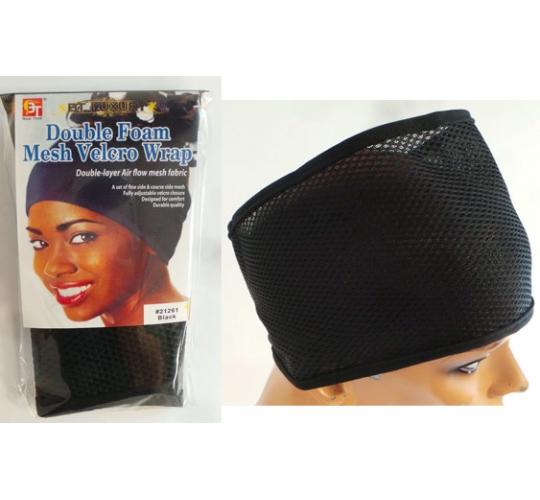 Wholesale Joblot of 50 Double Foam Mesh Velcro Wraps For Hair Black