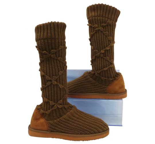 Wholesale Joblot of 10 Voi Jeans Womens Dendera Knitted Boot Chestnut Sizes 3-8