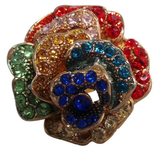 Wholesale Joblot of 30 Womens Ex-High Street Multi-Colour Flower Gold Rings
