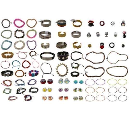 Amazing Mix Of 10,000 Pieces Of Jewellery Bracelets, Earrings, Rings, Body Piercings And More