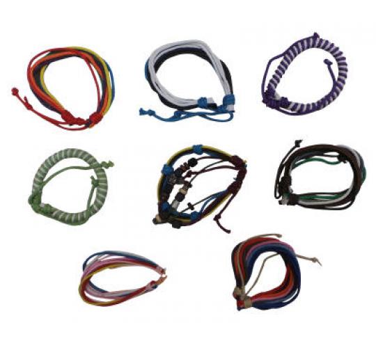 Wholesale Lot of 100 Cord & String Bracelets Mixed Colours/Designs Bohemian, Boho, Surfer, Beach