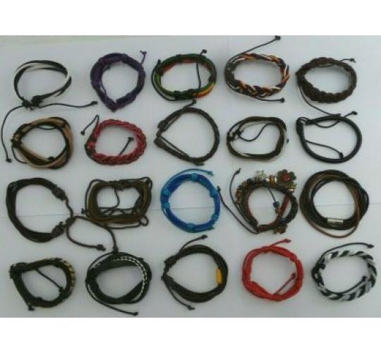 Wholesale Lot of 100 Leather And Some Faux Leather Bracelets, Mens & Womens