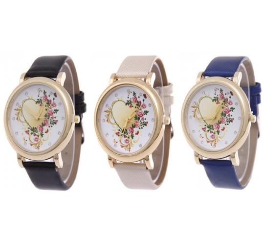Wholesale Joblot of 5 Womens Kelsey Heart and Flower Watches 4 Colours