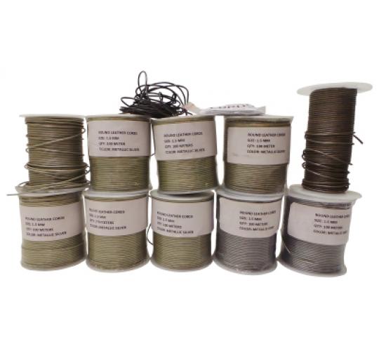 Joblot of 906m of Silver/Grey High Quality Round Leather Cords 1.5mm Wide