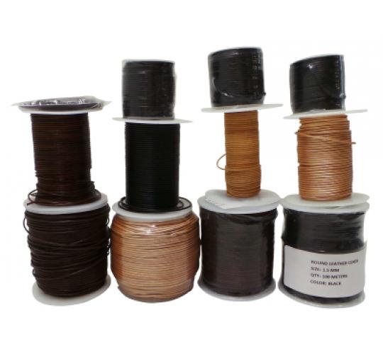 Joblot of 617m of High Quality Mixed Colour Round Leather Cords 1.5mm Wide