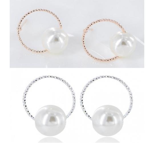 One Off Joblot of 16 Womens Faux-Pearl With Ring Stud Earrings 2 Colours