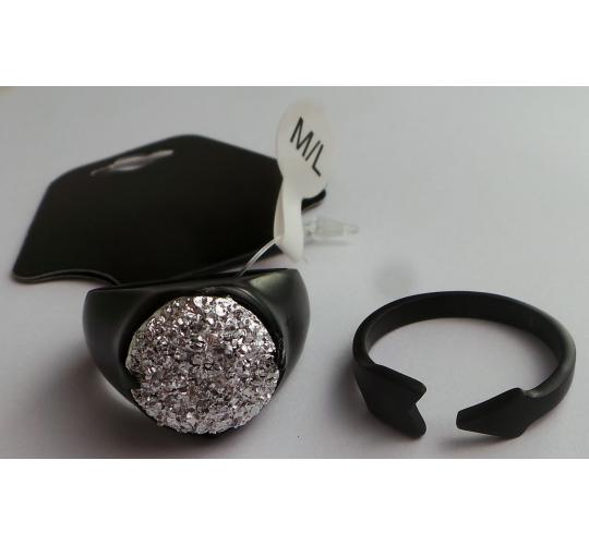 Wholesale Joblot of 30 DesignB Glitter & Matte Black Ring in 2 Pack