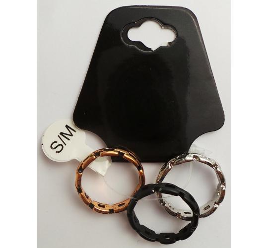 Wholesale Joblot of 30 DesignB Chain Band Rings in Mixed Metals (3 Pack) 1154705