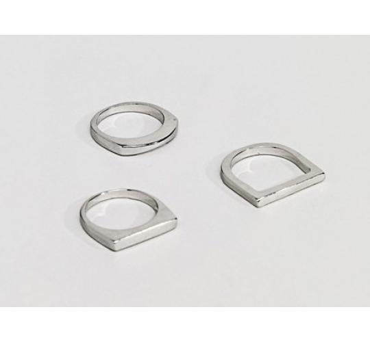 One Off Joblot of 31 Mens DesignB Geo Rings in 3 Pack Silver