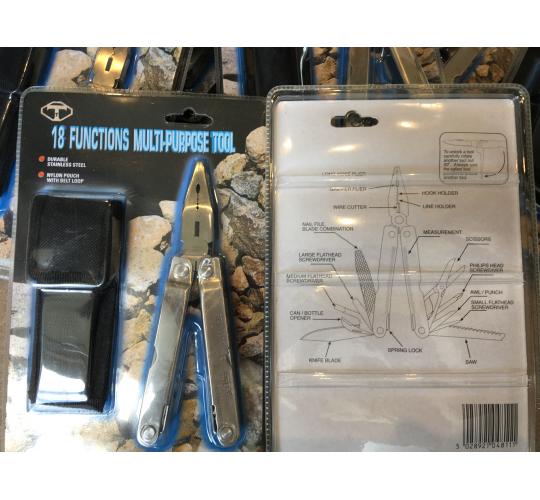 JOBLOT OF 48 x 18 FUNCTION MULTITOOL STAINLESS STEEL WITH NYLON POUCH