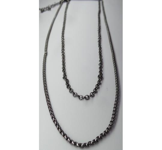 Wholesale Joblot of 30 DesignB London Mens 2-Pack of Chain Necklaces Gunmetal