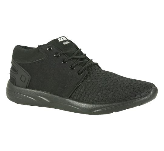 Ascot Mens Style Fred Mid Cut Black Lightweight Trainer