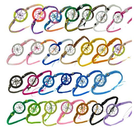 Wholesale Joblot Of 50 Women's Or Girls Fabric Dreamcatcher Bracelets 