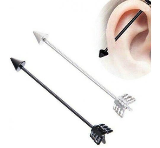 Wholesale Joblot Of 20 Arrow 16G 35mm Long Industrial Barbell Bars Ear Piercings Black & Silver