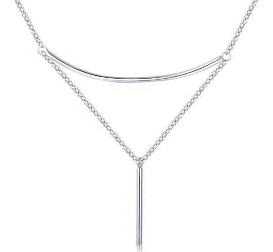 Joblot Of 6 925 Sterling Silver Minimalist Geometric Curved Tube Necklaces