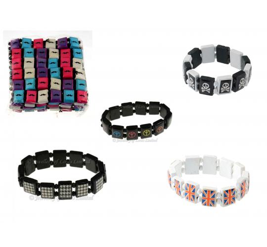 Wholesale Lot 60 Square Bead Bracelets Fashion Jewellery Mixed Designs