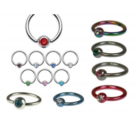 Joblot Of 50 Stainless Steel Crystal Captive Ball Ring Piercings Mixed Colours & Sizes