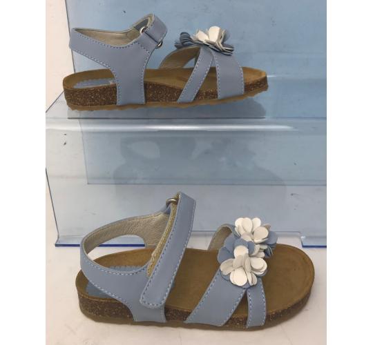 One Off Joblot of 4 IL Gufo Girls Blue Leather Sandals with Flower Detail